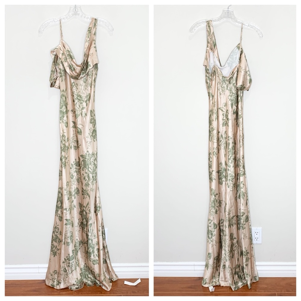 NEW Reformation Ronda Silk Maxi Dress Gown (Sz 8) Cowl Neck Symphonic Floral - Picture 5 of 16